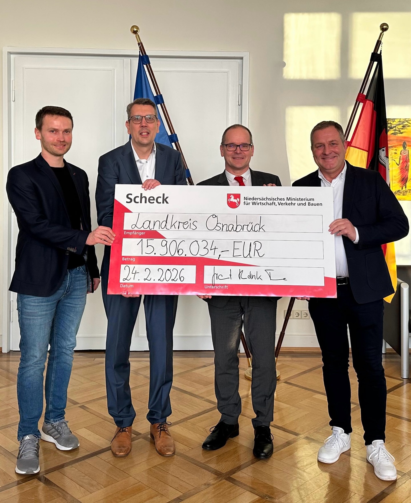 Jonas Pohlmann, Dirk Holtgrewe (Gesch�ftsf�hrer TELKOS), Minister Tonne, Guido Pott